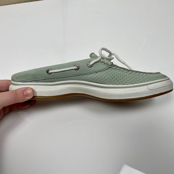 Sperry Topsider Teal Slide on Leather Boat Shoes size: 9 - Picture 7 of 13